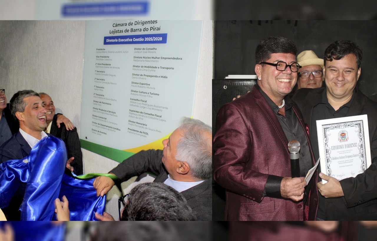 Foto - Lideranças do Movimento Lojista recebem Título de Cidadão Barrense durante inauguração da CDL Barra do Piraí
